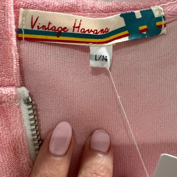 NWT Vintage Havana Terry Cloth Ombré Pink and Orange Zip-up Hoodie - Picture 3 of 8
